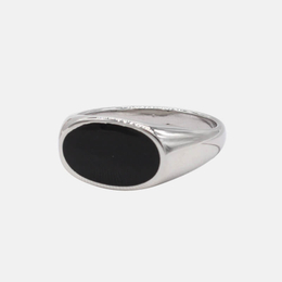 Oval Black Epoxy Stainless Steel Ring