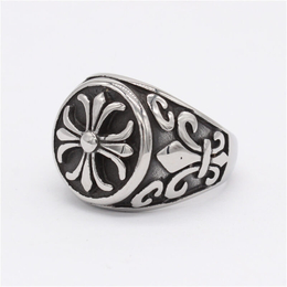Vintage Cross Pattern Stainless Steel Ring