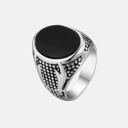 Vintage Zulfiqar Sword Black Onyx Stainless Steel Ring