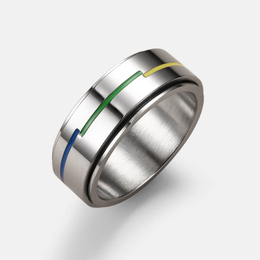 LGBT Rainbow Flag Stainless Steel Spinner Ring
