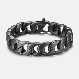 Boiled Black Chain Stainless Steel Men's Bracelet