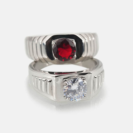 Minimalist Gem-set Stainless Steel Engagement Ring