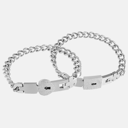 Concentric Interlocking Stainless Steel Couple Bracelets Set