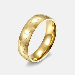 Soccer Pattern Stainless Steel Ring