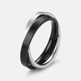 Brushed Matte Double Ring Stainless Steel Ring Pendant Dual Purpose