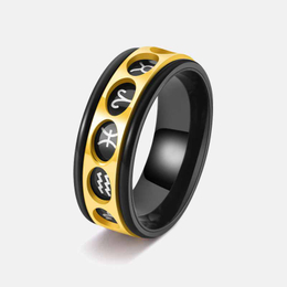 12 Constellations Symbols Stainless Steel Spinner Ring