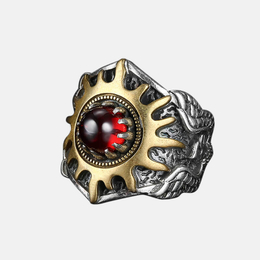Sun Pattern Eagle Sterling Silver Men's Ring