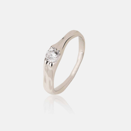 Geometric Diamond Set Sterling Silver Open Ring