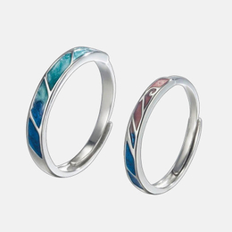 Royal Blue Sterling Silver Adjustable Couple Ring