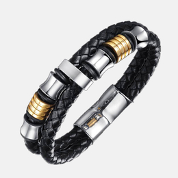 Punk Stanless Steel Leather Bracelet