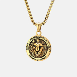Hip-Hop Lion Head Stainless Steel Round Pendant