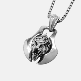 Viking Axe Lion Head Stainless Steel Punk Pendant