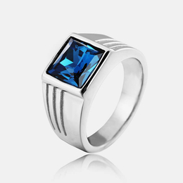 Minimalist Gemstone Stainless Steel Men's Ring