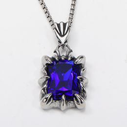 Square Dragon Claw Stainless Steel Gem Pendant