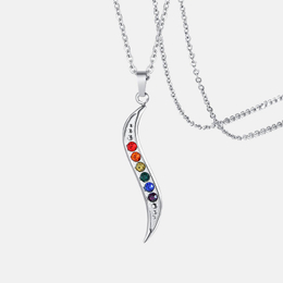 Rainbow Rhinestone S-Shape Stainless Steel Pendant
