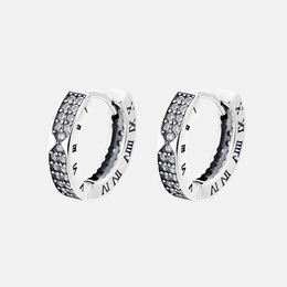 Simple Roman Numeral Sterling Silver Zircon Earrings