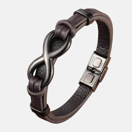 8 Stainless Steel Leather Bracelet