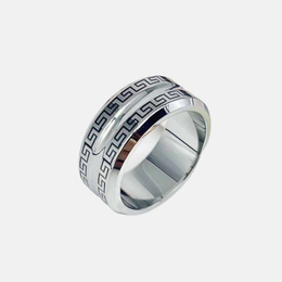 Vintage Great Wall Pattern Stainless Steel Ring