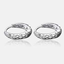 Simple Rhombus Hollow Sterling Silver Earrings