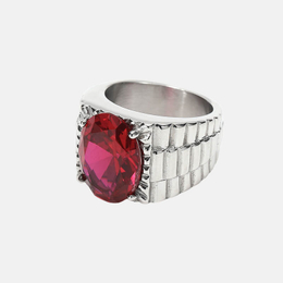 Simple Zircon Set Stainless Steel Ring