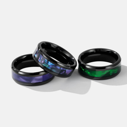 Purple Shell Pattern Stainless Steel Wedding Ring