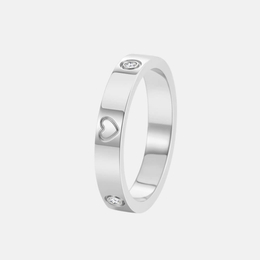Simple Gemstone Inlay Heart Stainless Steel Ring