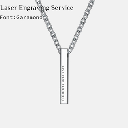 Long Column Engraving Stainless Steel Necklace