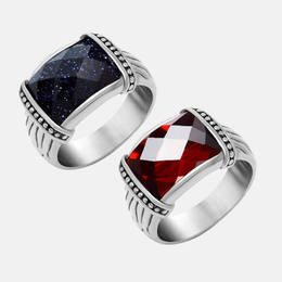 Simple Stone Stainless Steel Ring