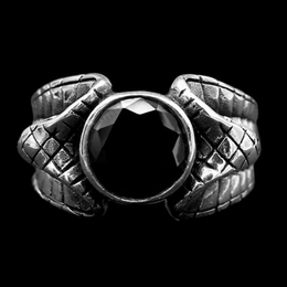 Cobra black gemstone sterling silver ring
