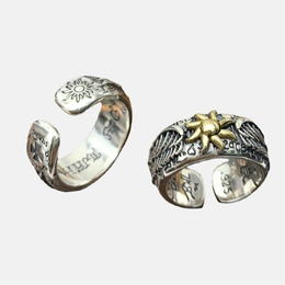 Winged Sun Sterling Silver Open Ring