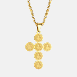 Round St. Benedict Cross Stainless Steel Pendant