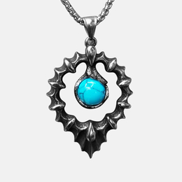 Drop-shaped Turquoise Stainless Steel Men's Pendant