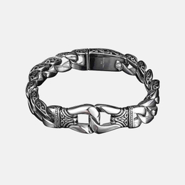 Polished Pattern Punk Stainless Steel Men's Bracelet