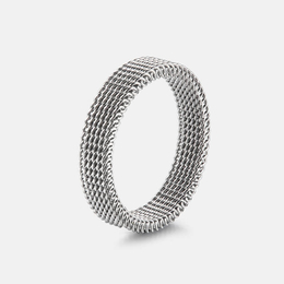 Anillo meñique de acero inoxidable trenzado simple