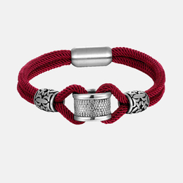 Flower Pattern Woven Stainless Steel Bracelet