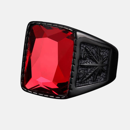 Leaf Stainless Steel Men's Gemstone Ring
