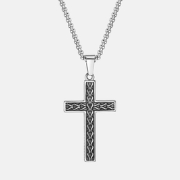 Simple Chain Pattern Stainless Steel Cross Pendant