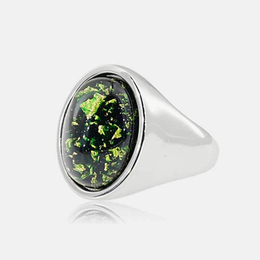 Simple Emerald Stainless Steel Ring
