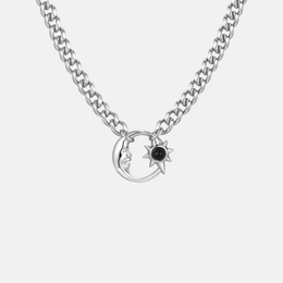 Simple Sun Moon Stainless Steel Opal Bracelet Necklace