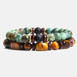 Tiger Eye Stone Bracelet Set