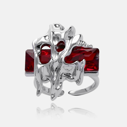 Liquid Abstract Alloy Glass Ring