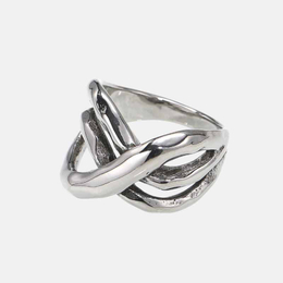 Irregular Geometric Cross Stainless Steel Ring