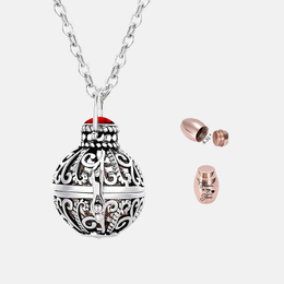 Vintage Carved Openwork Stainless Steel Urn Necklace