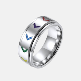 Rainbow Flag Stainless Steel Spinner Band Ring