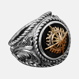Bague pour homme en argent sterling Golden Sun