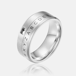 Simple Number Letter Stainless Steel Spinner Ring