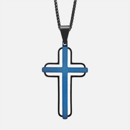 Hollow Out Stainless Steel Two-Color Cross Pendant