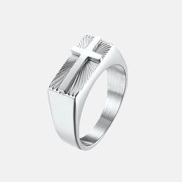 Holy Light Cross Seal Stainless Steel Ring