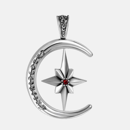 Pendentif Spinner Etoile Et Lune En Acier Inoxydable
