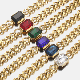 Cuban Link CZ Stone Stainless Steel Necklace